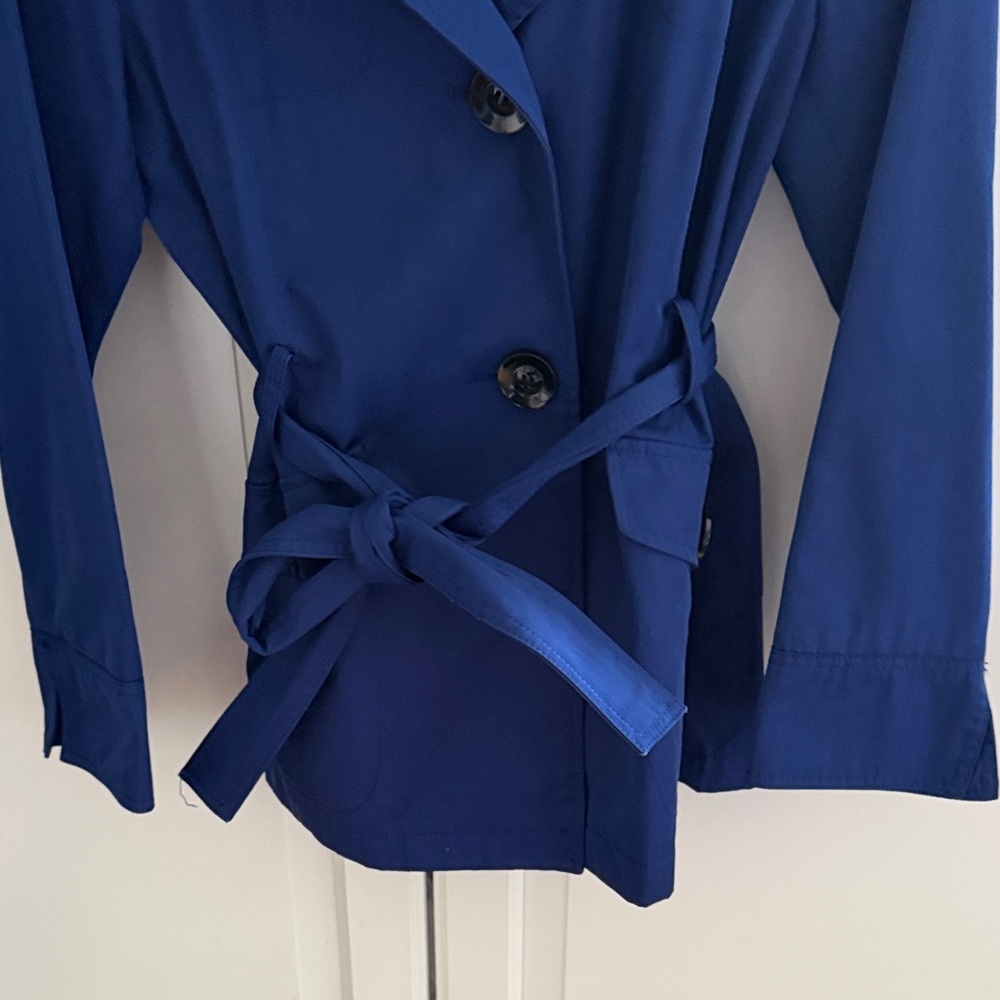 Ellen Tracy Women's Royal Blue Trench Rain Coat - Picture 4 of 7